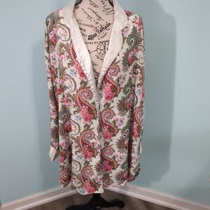 VICTORIA'S SECRET Vintage Rose & Paisley Short Sexy ROBE Night Shirt large trad